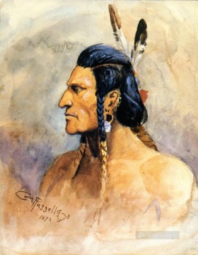 Indios americanos Painting - Indio valiente 1898 Charles Marion Russell Indios americanos